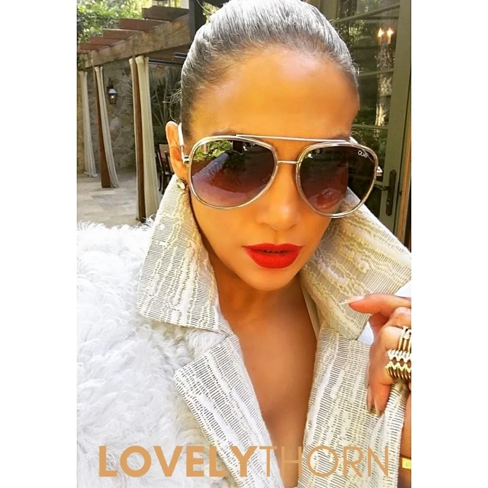 024 Quay Australia Aviator Sunglasses in Gold with Brown Gradient Lenses